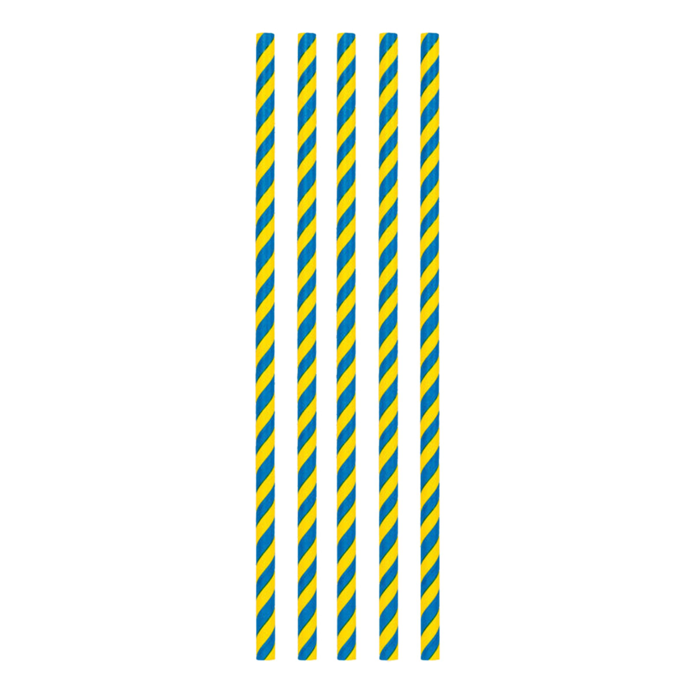 Papperssugrör Randiga Blå/Gul - 20-pack