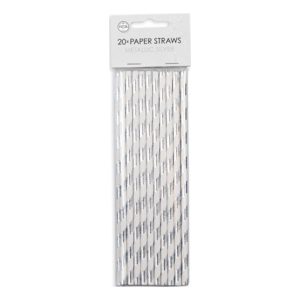 Papperssugrör Silver Metallic - 20-pack