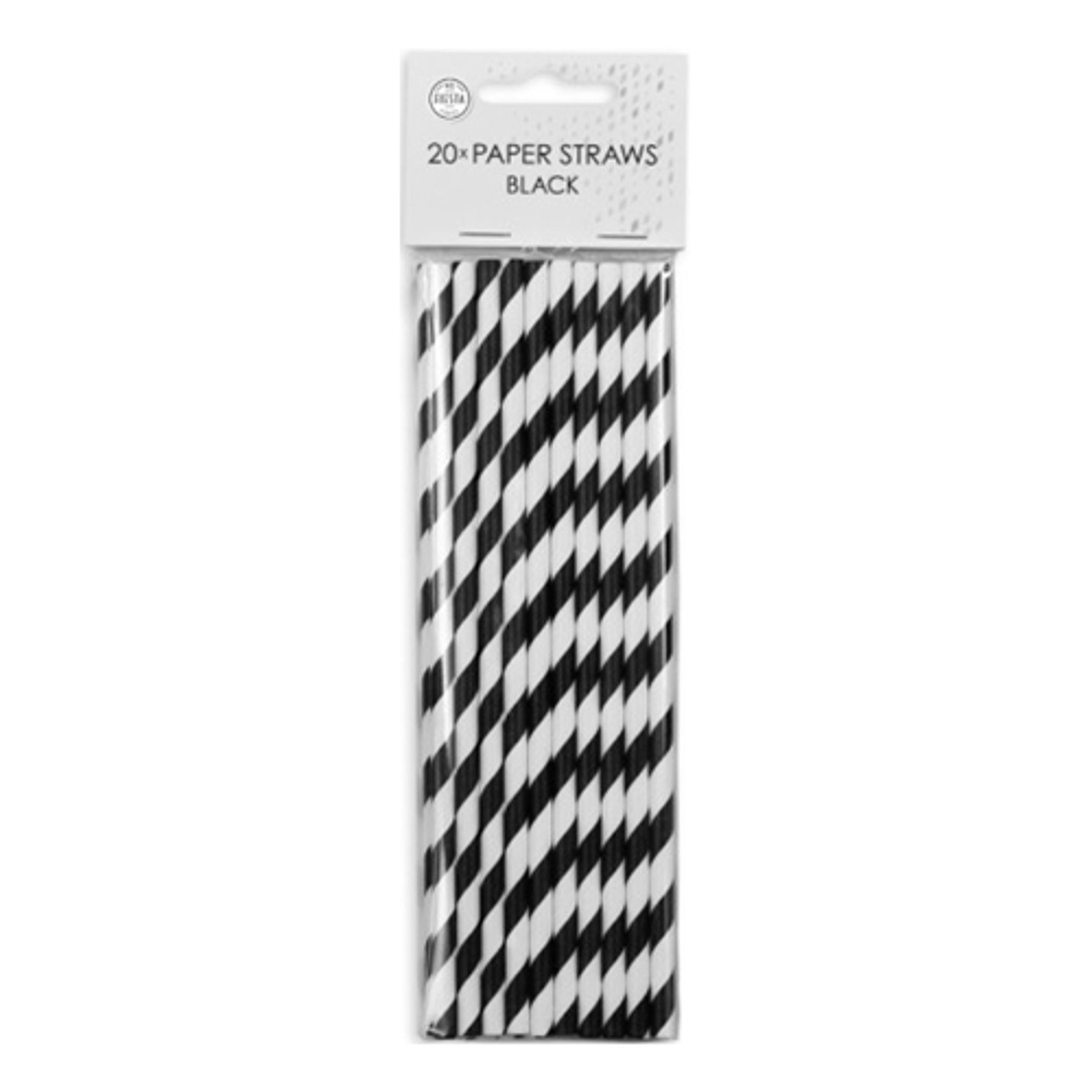 Papperssugrör Svart Randiga - 20-pack