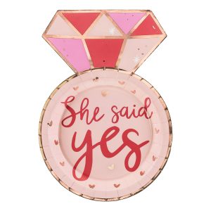 Papperstallrikar Diamantring She Said Yes - 6-pack