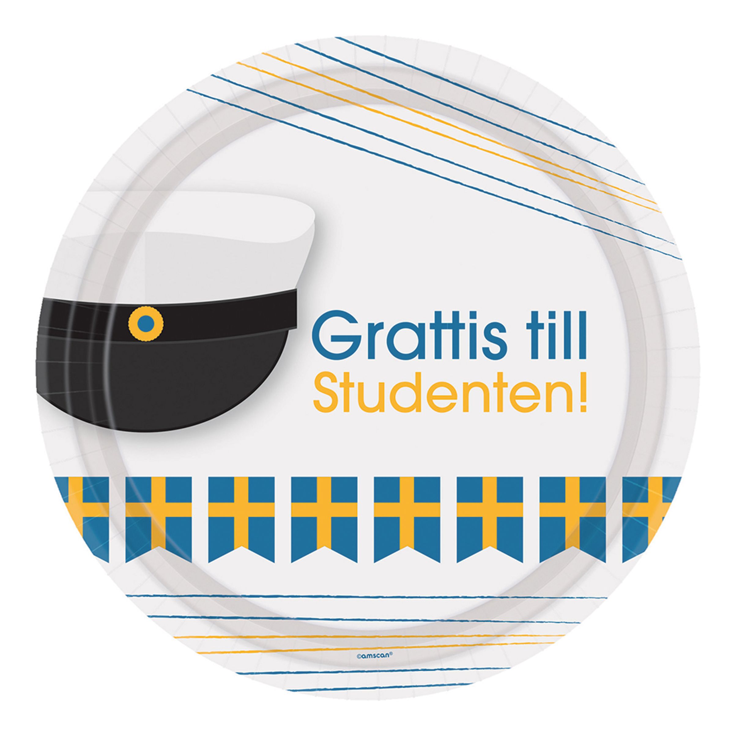 Papperstallrikar Grattis till Studenten - 8-pack