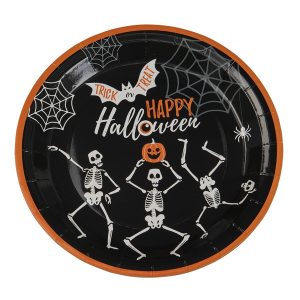Papperstallrikar Halloween Skelett - 8-pack