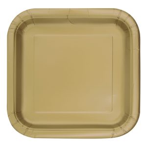 Papperstallrikar Kvadrat Guld - 14-pack