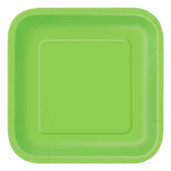 Papperstallrikar Kvadrat Limegröna - 14-pack
