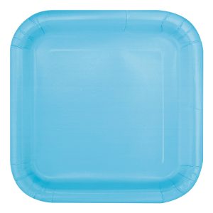 Papperstallrikar Kvadrat Ljusblå - 14-pack