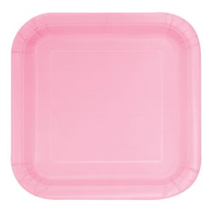 Papperstallrikar Kvadrat Ljusrosa - 14-pack