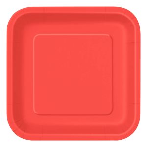 Papperstallrikar Kvadrat Röda - 16-pack