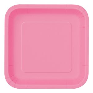 Papperstallrikar Kvadrat Rosa - 14-pack