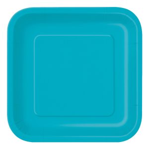 Papperstallrikar Kvadrat Turkos - 14-pack