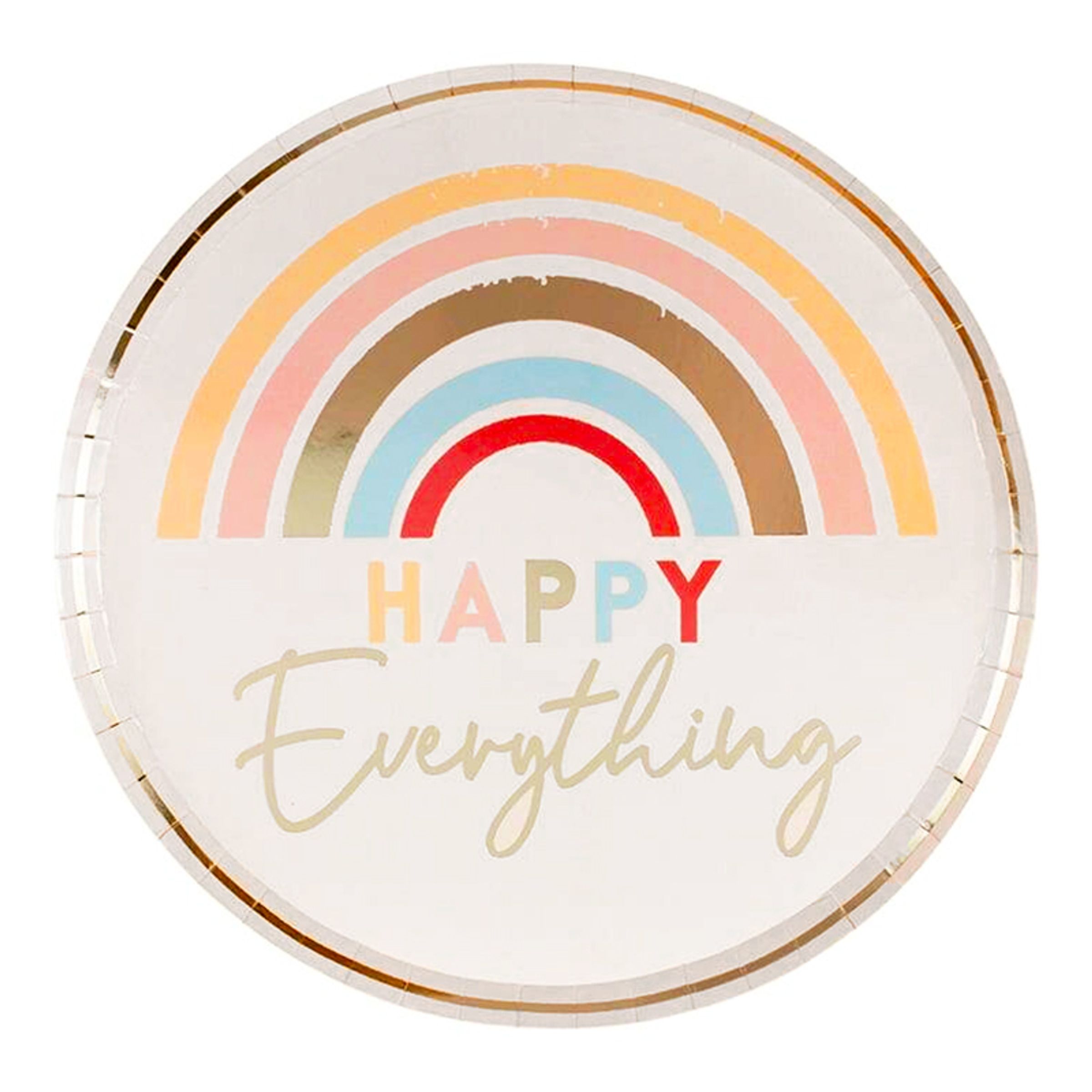 Papperstallrikar Regnbåge Happy Everything - 8-pack