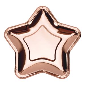 Papperstallrikar Stjärna Roséguld Metallic - 6-pack