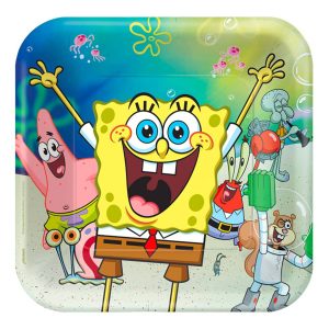 Papperstallrikar SvampBob Fyrkant - 8-pack