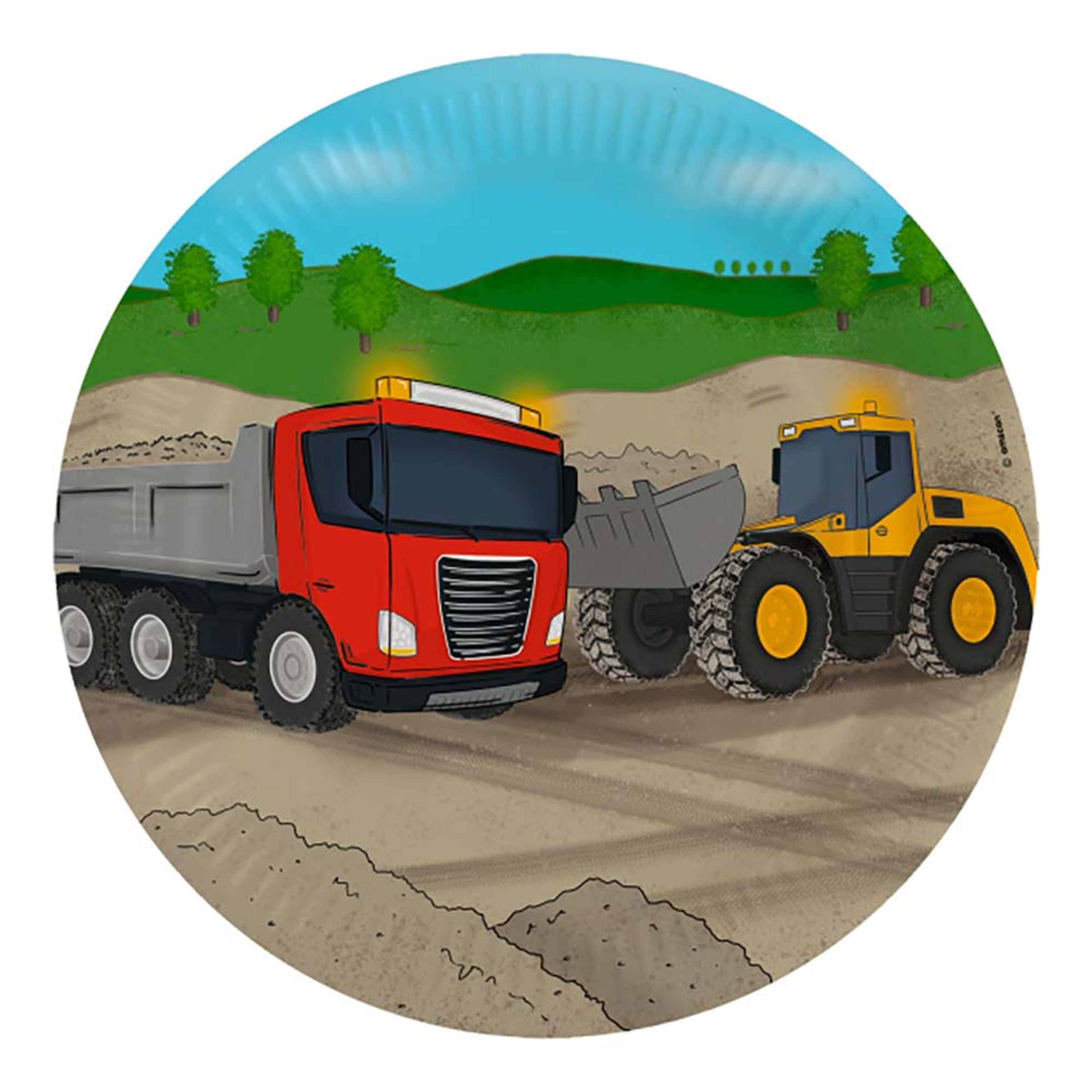 Papperstallrikar Vägarbete - 8-pack