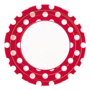 Papperstallrikar Röda Prickiga - 8-pack