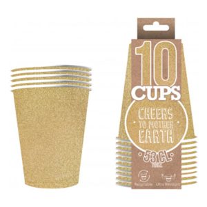 Party Cups Glitter Guld - 10-pack