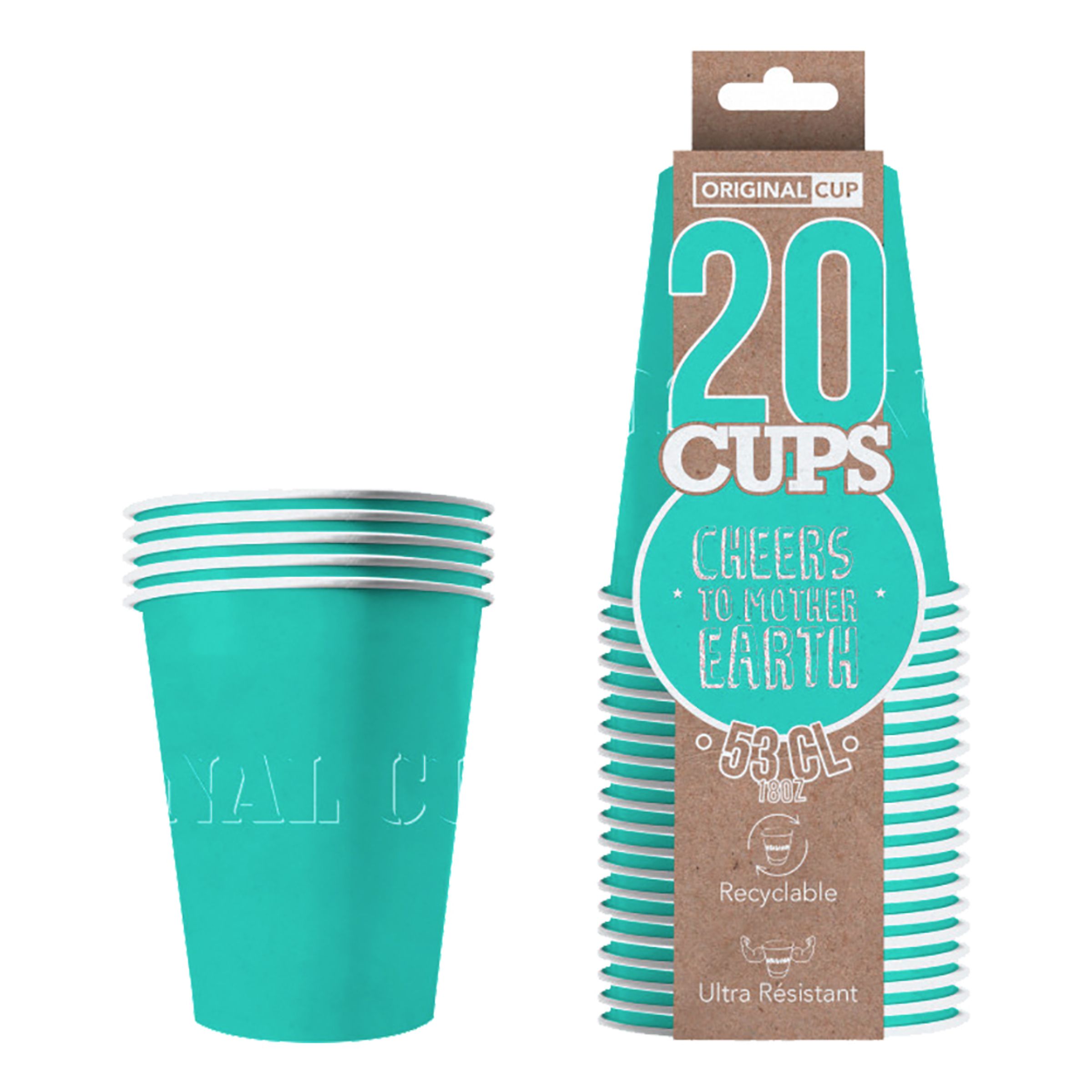 Party Cups Papper Turkos - 20-pack
