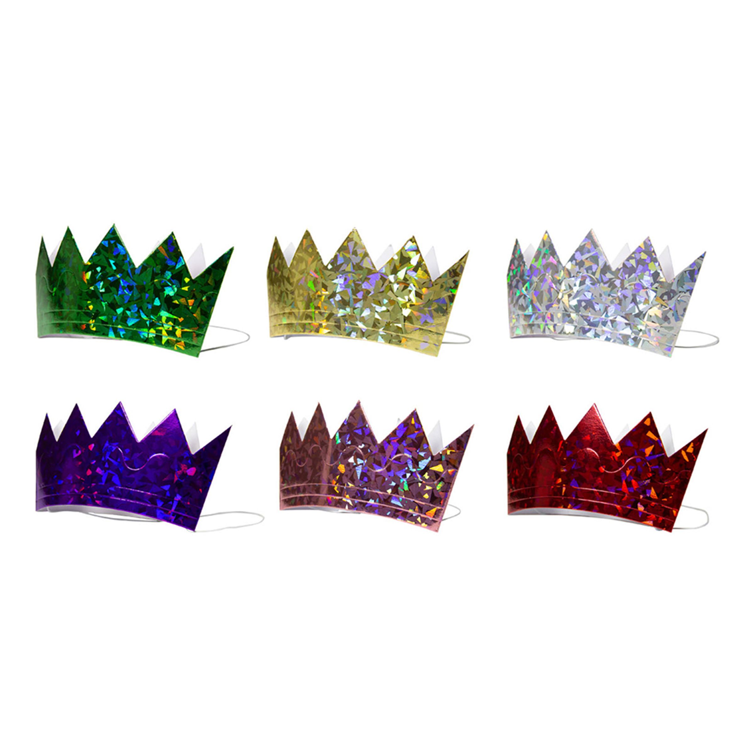 Partyhattar Kungakrona Holografiska Flerfärgade - 6-pack