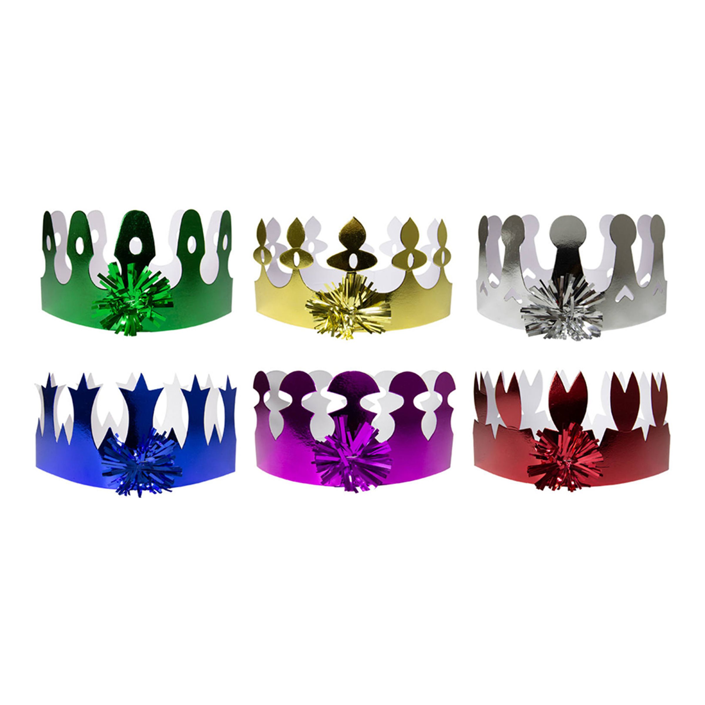 Partyhattar Kungakrona Metallic Flerfärgade - 6-pack