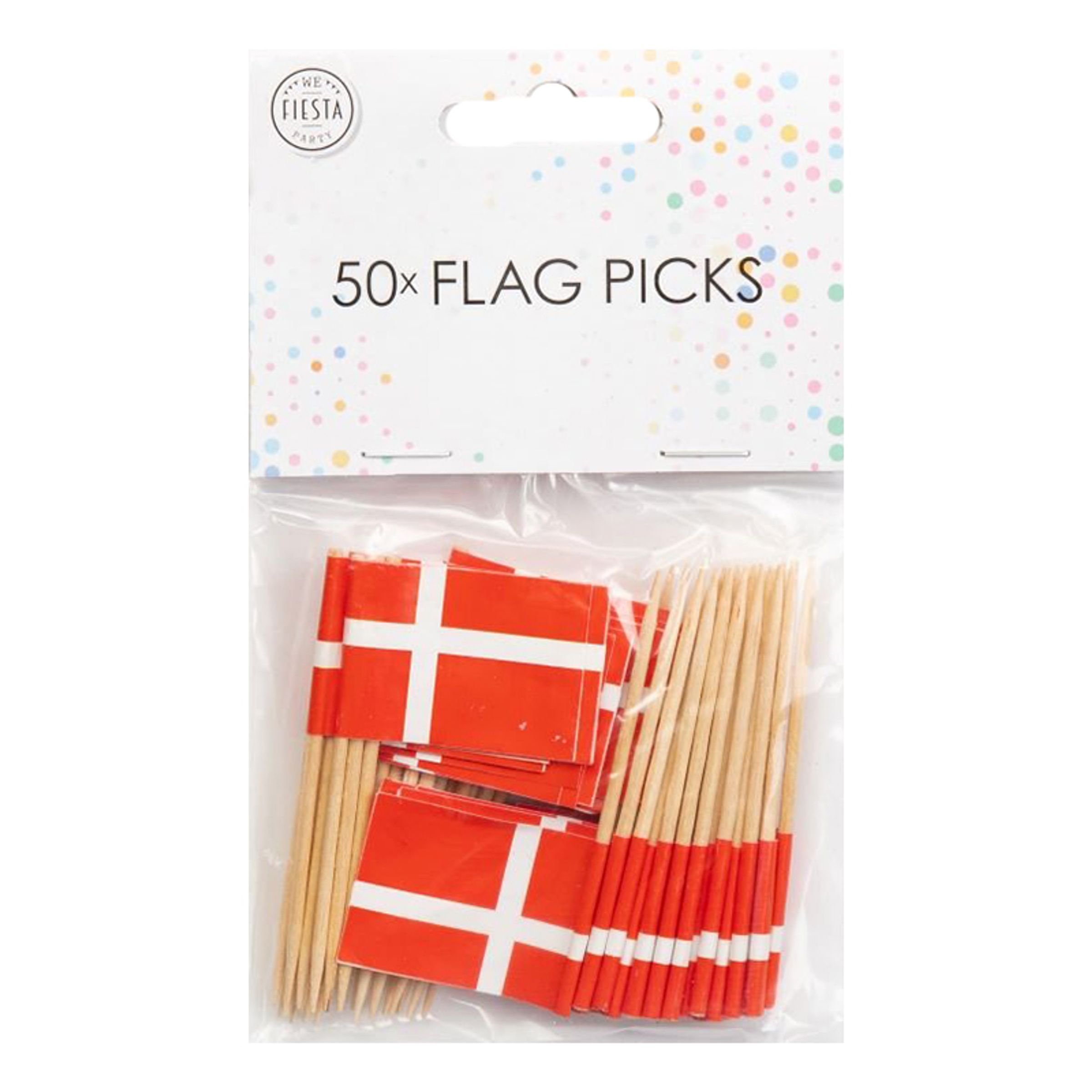 Partypicks Danska Flaggan - 50-pack