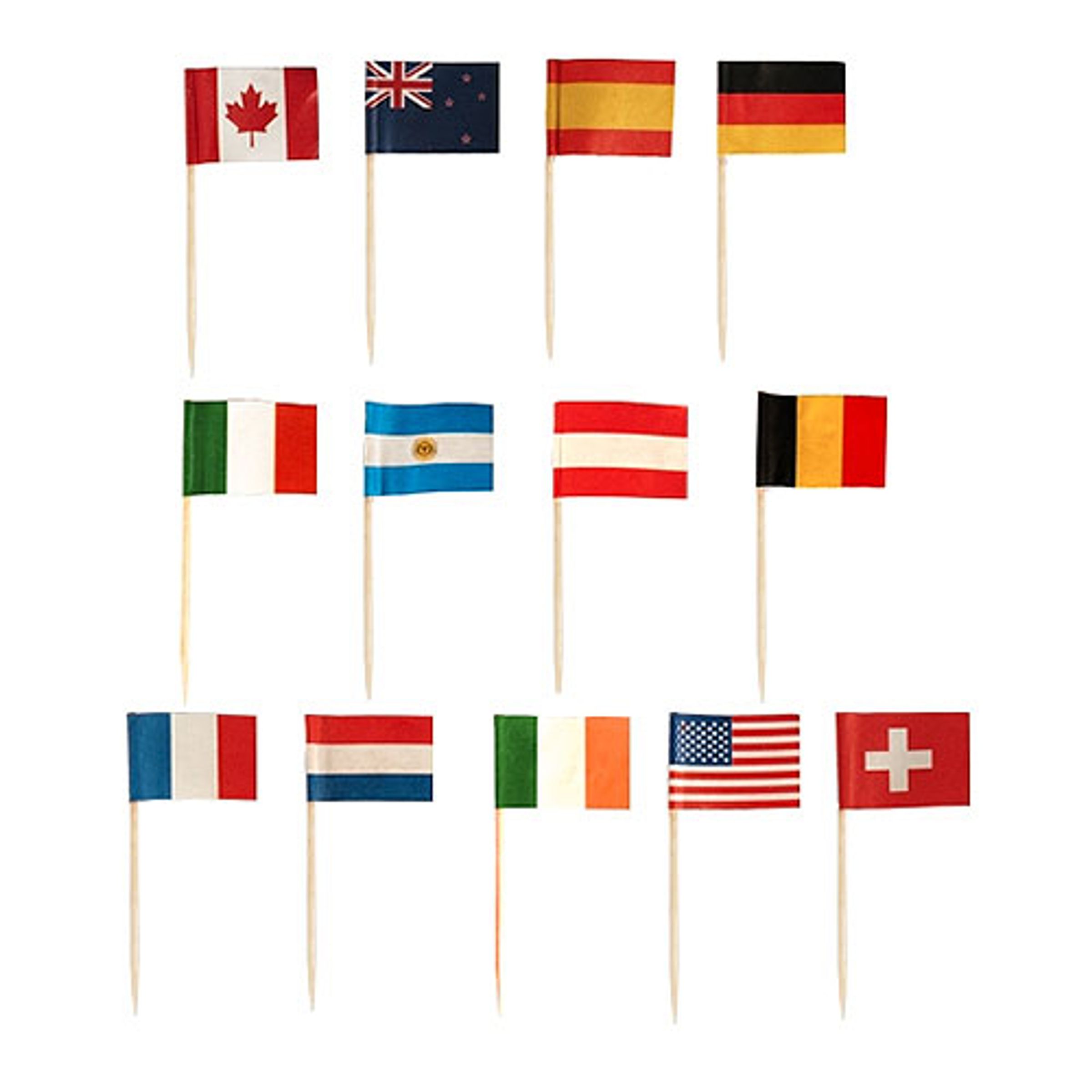 Partypicks Nationsflaggor - 500-pack