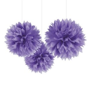 Pom Pom Lila Hängande Dekoration - 3-pack