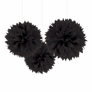 Pom-Poms Svarta Takdekoration - 3-pack