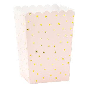 Popcornbägare Ljusrosa med Guldprickar - 6-pack