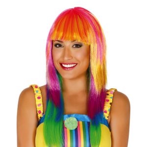 Regnbågsfärgad Peruk med Lugg - One size