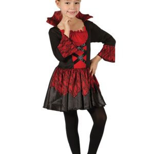Röd och Svart Vampyrklänning Barn