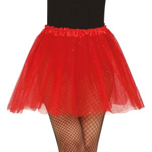 Röd Tyllkjol med Glitter - One size