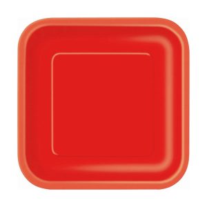 Röda Assietter Fyrkantiga