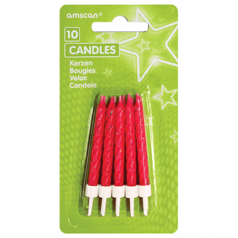 Rosa Tårtljus med Glitter