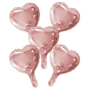 Roséguld Hjärtballonger Folie 5-pack