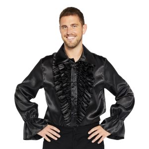 Satin Skjorta Svart - X-Large