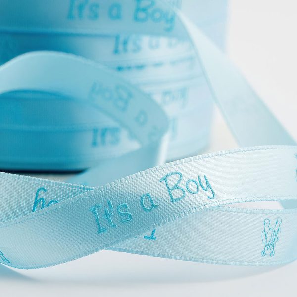 Satinband It&apos;s A Boy Ljusblå