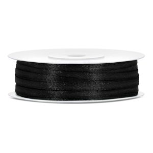 Satinband Svart - 3 mm x 25 m