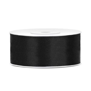 Satinband Svart - 25 mm x 25 m