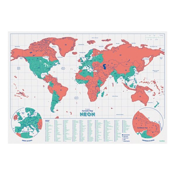 Scratch Map Neon Korall