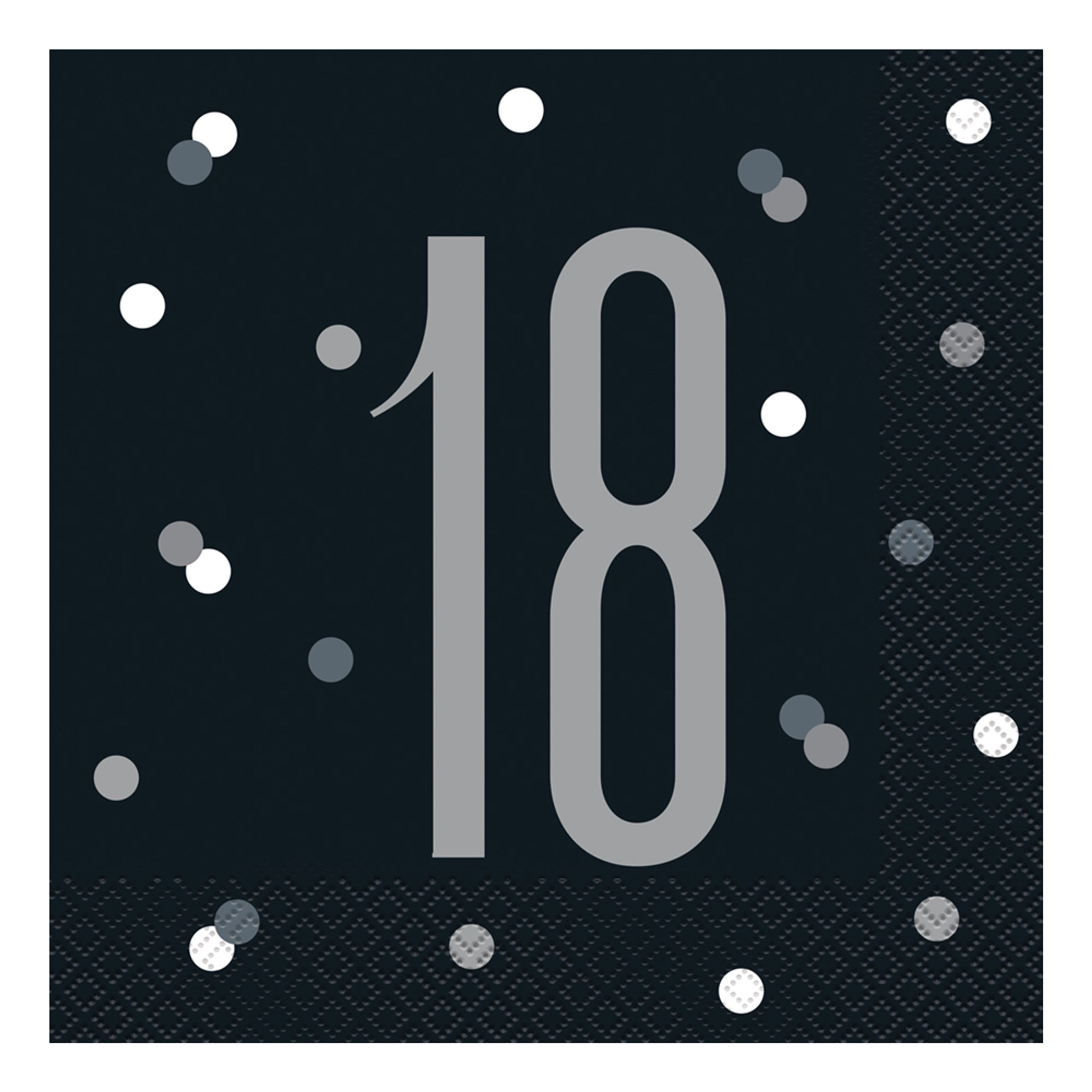 Servetter 18 Svart Prickig - 16-pack