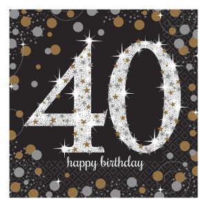 Servetter 40 Silver/Guld Glitter - 16-pack