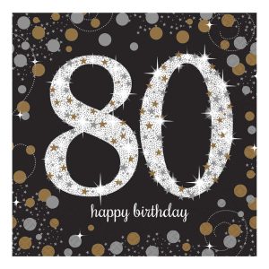 Servetter 80 Silver/Guld Glitter - 16-pack