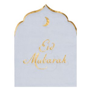 Servetter Eid Mubarak Ljusblå - 12-pack