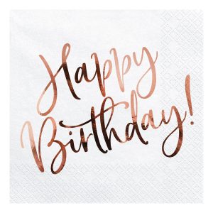 Servetter Happy Birthday Roséguld - 20-pack