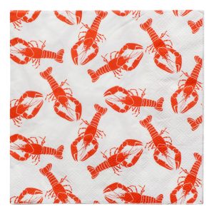 Servetter Kräftor Röd/Vit