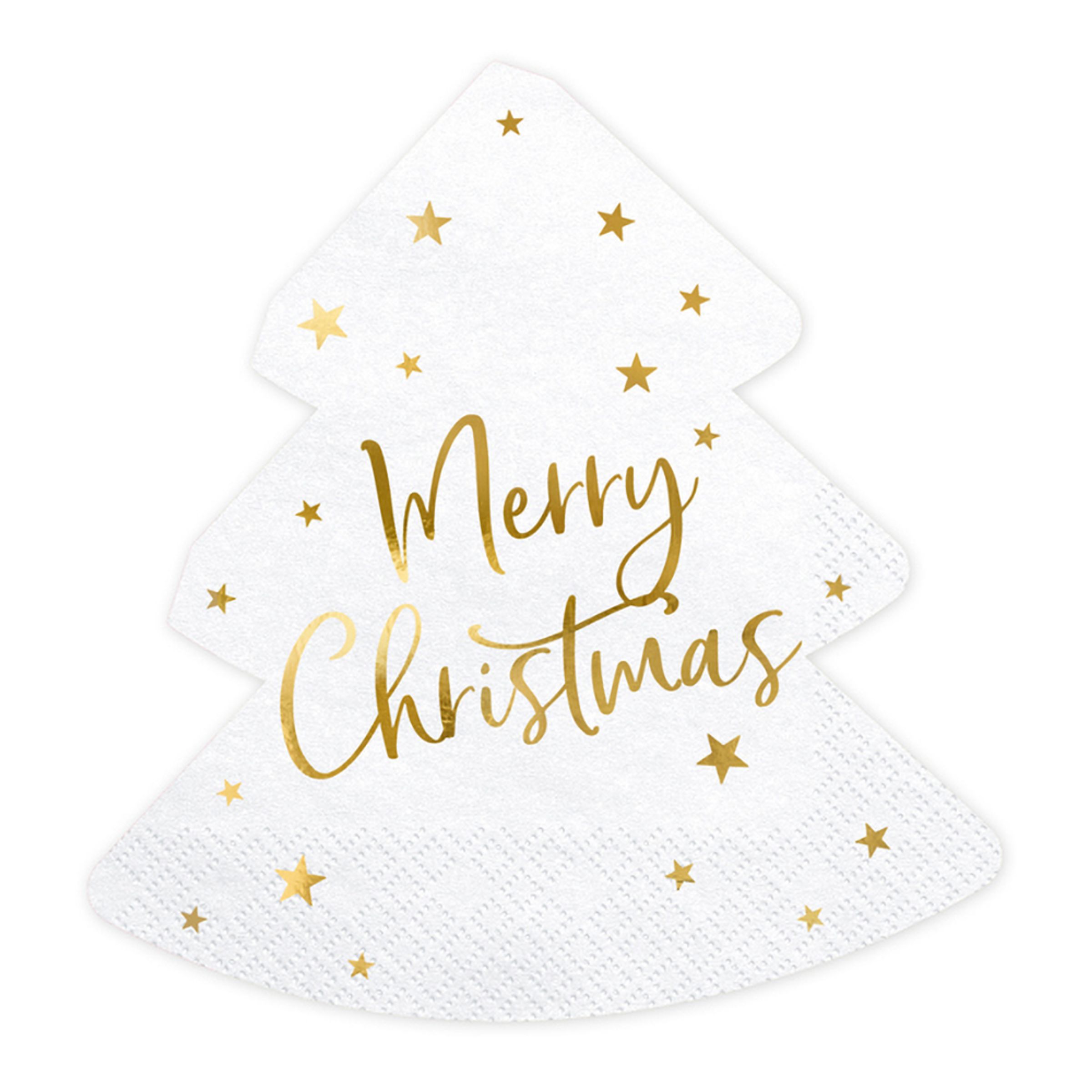 Servetter Merry Christmas Vit/Guld - 20-pack