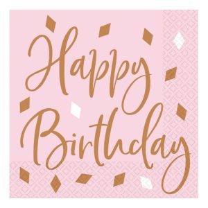 Servetter Roséguld Birthday - 16-pack