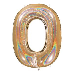 Sifferballong Glitter Guld - Siffra 0