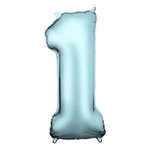 Sifferballong Ljusblå Satin - Siffra 1
