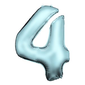 Sifferballong Ljusblå Satin - Siffra 4