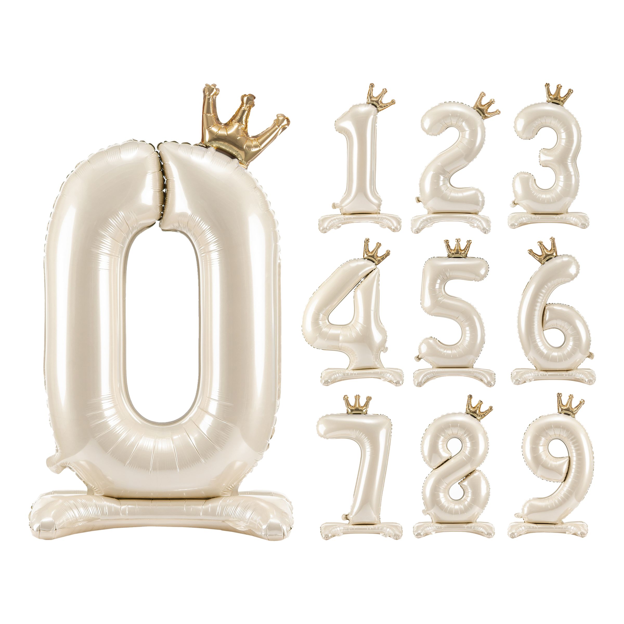 Sifferballong Stående Krämvit - Siffra 0